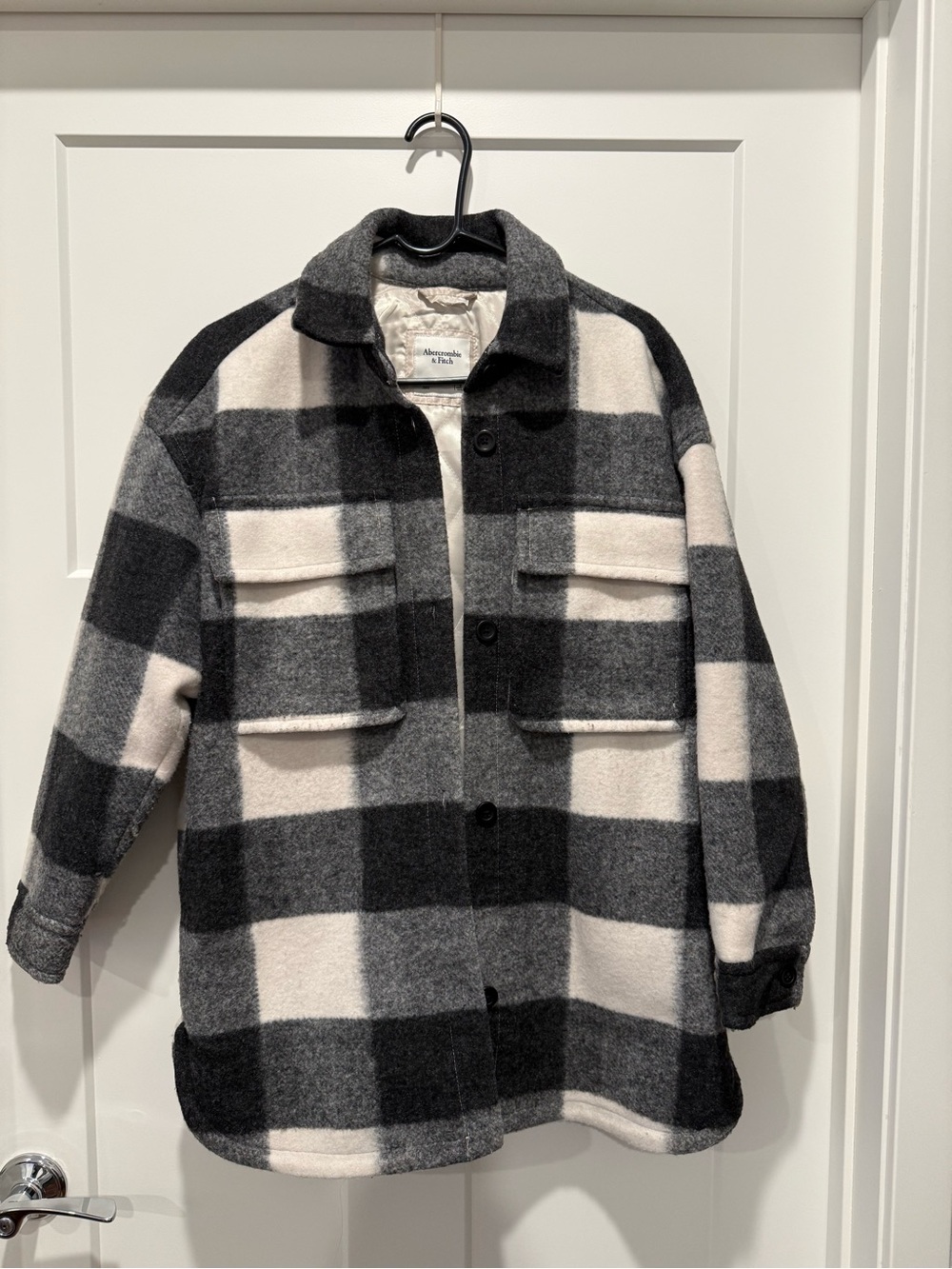 Abercrombie & Fitch Black and White Buffalo Check Shacket